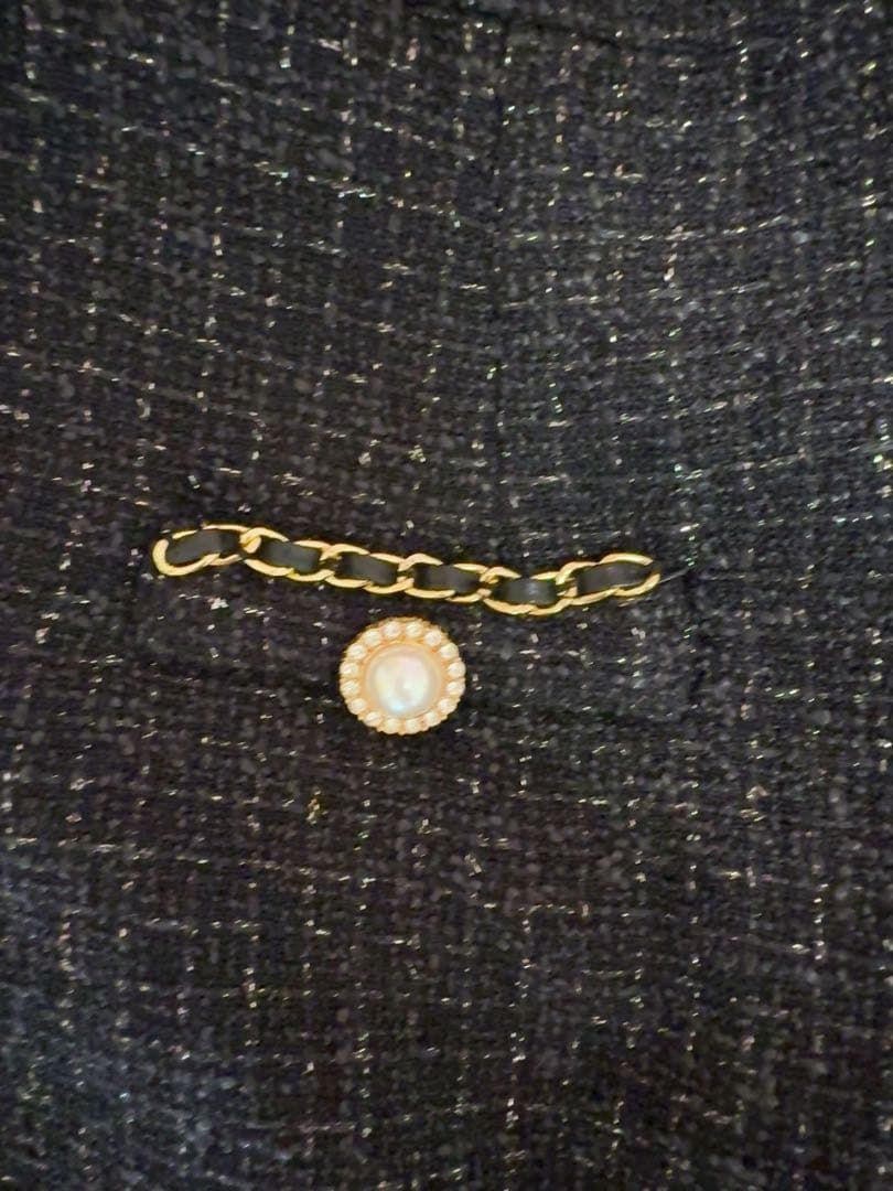 黒 ツイード風 ミニドレス ジッパー付き