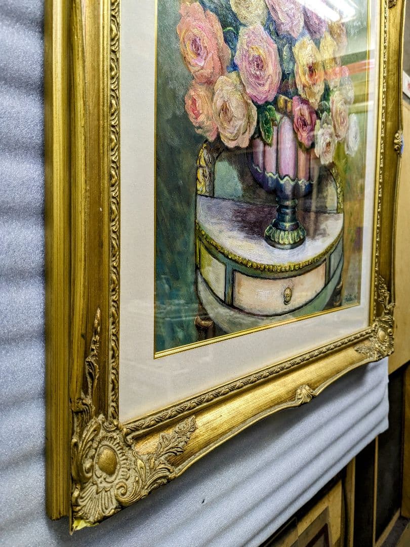 画家haru☆油彩画☆薔薇☆特寸422×497☆真作☆ご覧いただき原画★一点物☆