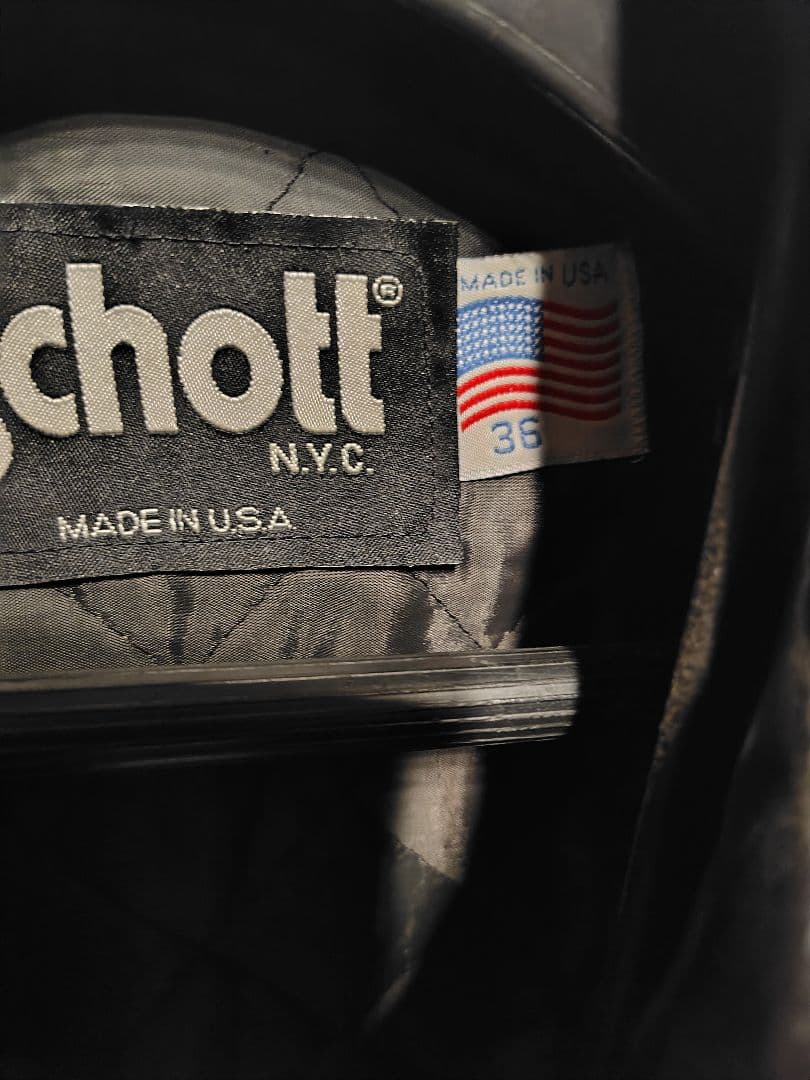 Schott シングルライダース ブラック 茶芯