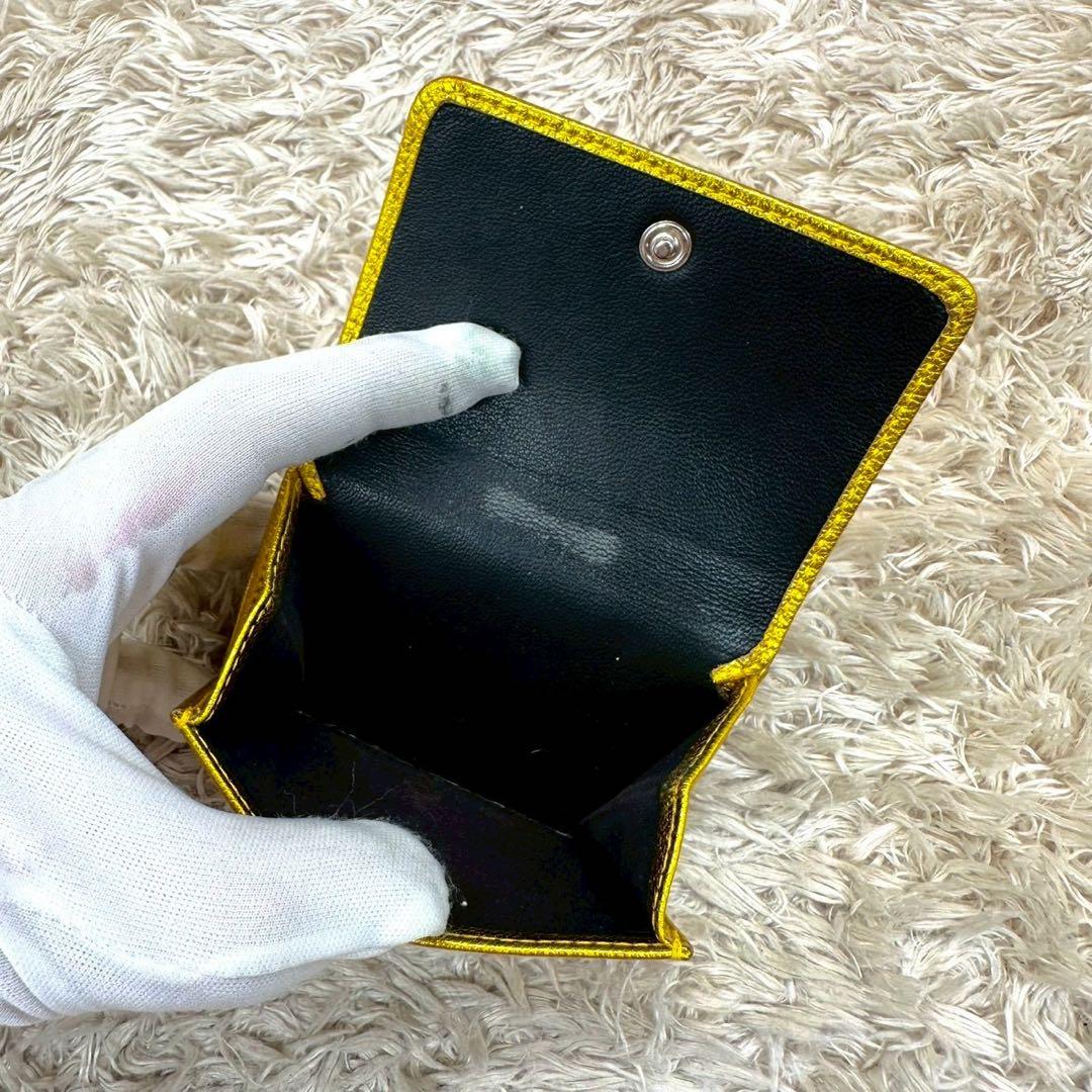 【美品】バレンシアガ 三つ折財布 ゴールド カーフスキン エブリイデイ