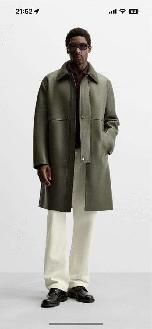 ZARA オリーブグリーン 合成皮革カジュアルコート