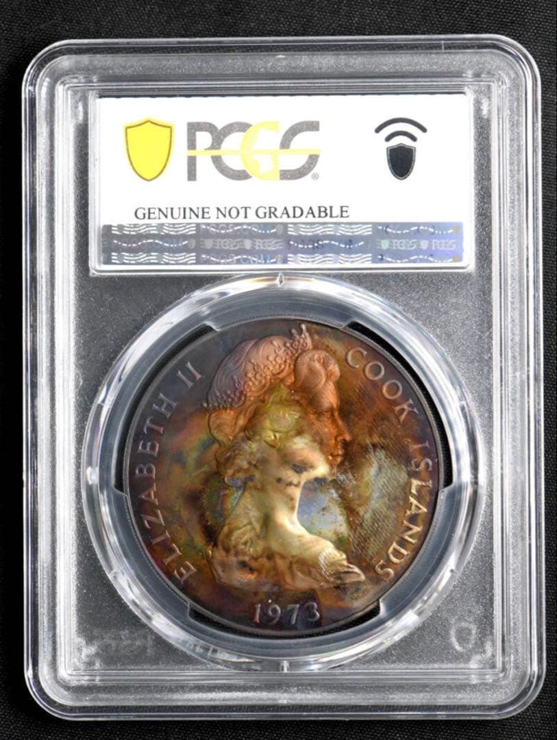 PCGS PR UNC D クック諸島 1973 ＄2銀貨 ERⅡ即位20年