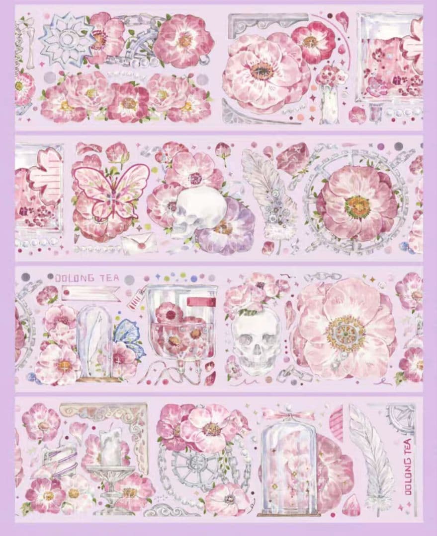 巻売 531★ 海外 マスキングテープ マステ PET 装飾 花 蝶 虹光