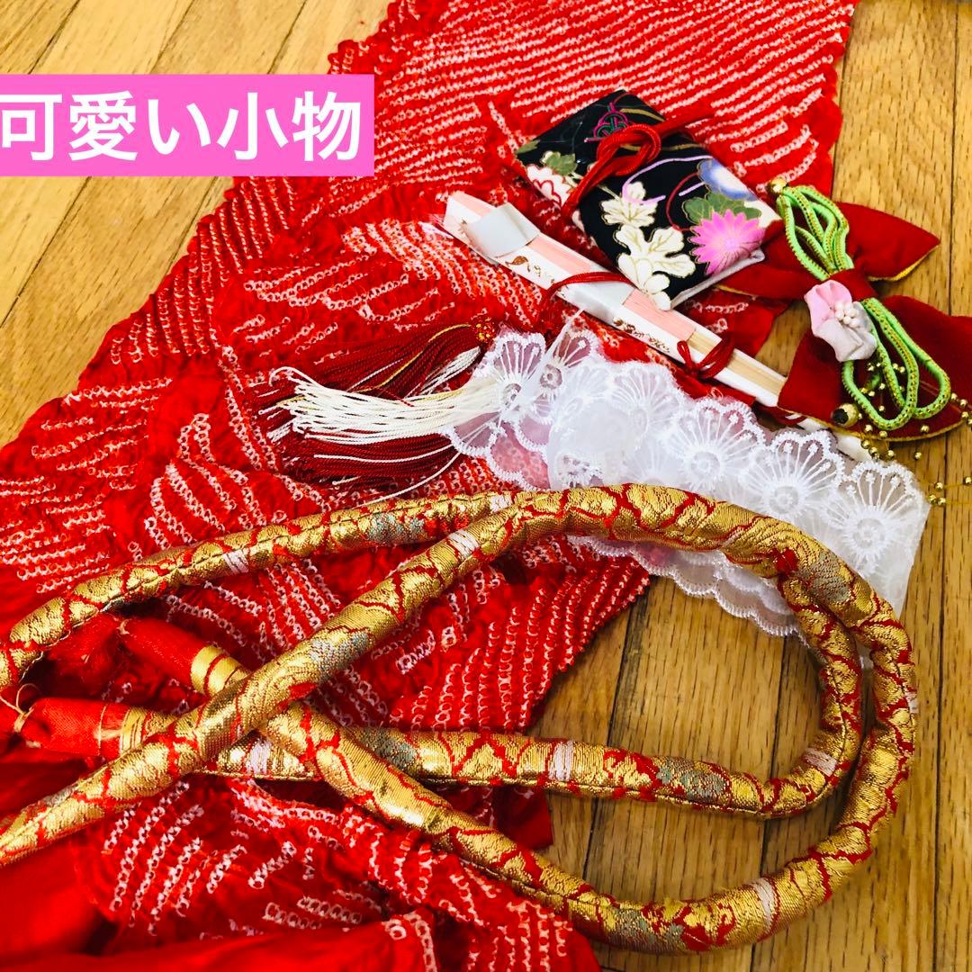 七五三七歳❣️四つ身着物未使用⭐︎薄ピンク花々金彩煌びやか絢爛⭐︎完全フルセット銘品