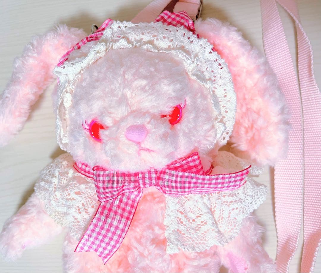 うさくみゃポシェット　ピンク×ピンク　チェックリボン　BABY