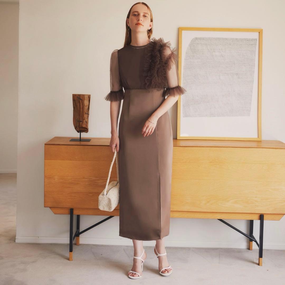 Leja チュールボレロ付きIラインワンピース　オケージョン　結婚式　2次会