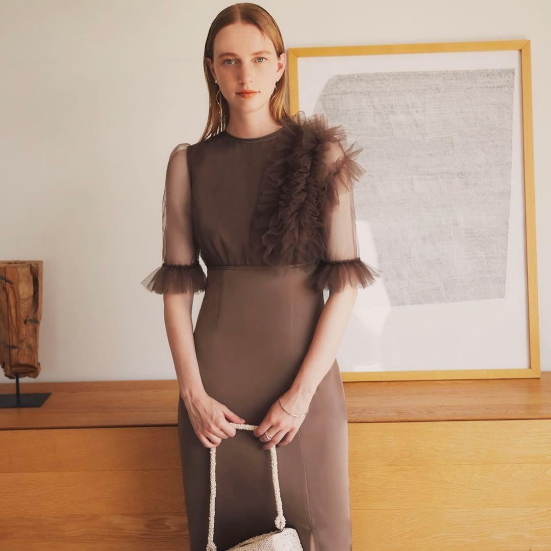 Leja チュールボレロ付きIラインワンピース　オケージョン　結婚式　2次会