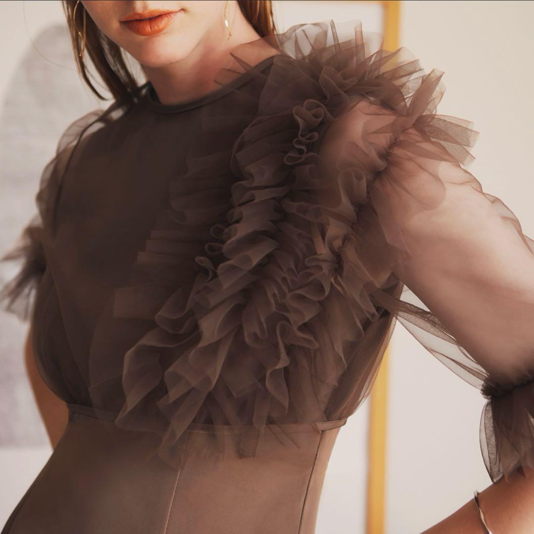 Leja チュールボレロ付きIラインワンピース　オケージョン　結婚式　2次会