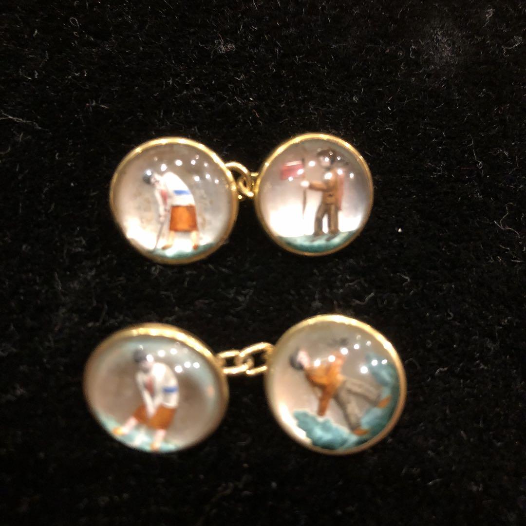 アンティーク　イギリス　ロングマイヤー　カフスボタン