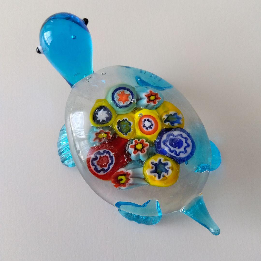 【新品】ベネチアングラス ガラス ミレフィオリ かめ カメ フクロウ ふくろう