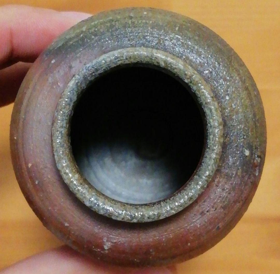 木村一陽作　備前焼　茶入　共箱　仕服付　茶道具