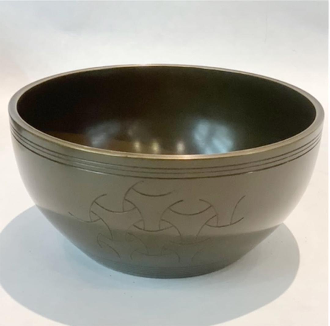 一ノ瀬宗也作 唐銅 コマツナギ彫 建水