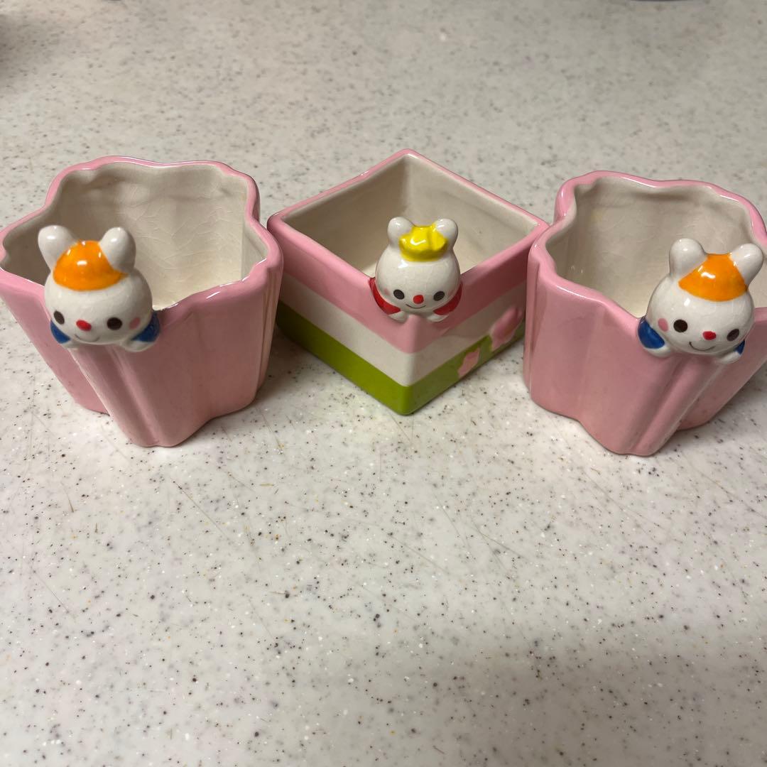 ウサギキャラクター付き食器セット 3個 デザートカップ