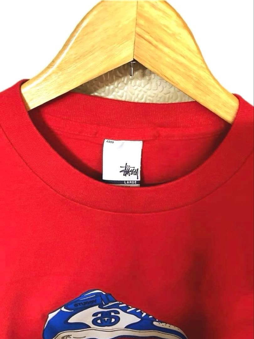 ま*ー様 OLD STUSSY 銀タグ ロンT SS リンクUSA製 L レッド