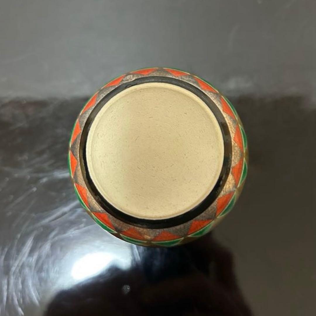 道八　模仁清色絵独楽図振出と茶巾筒