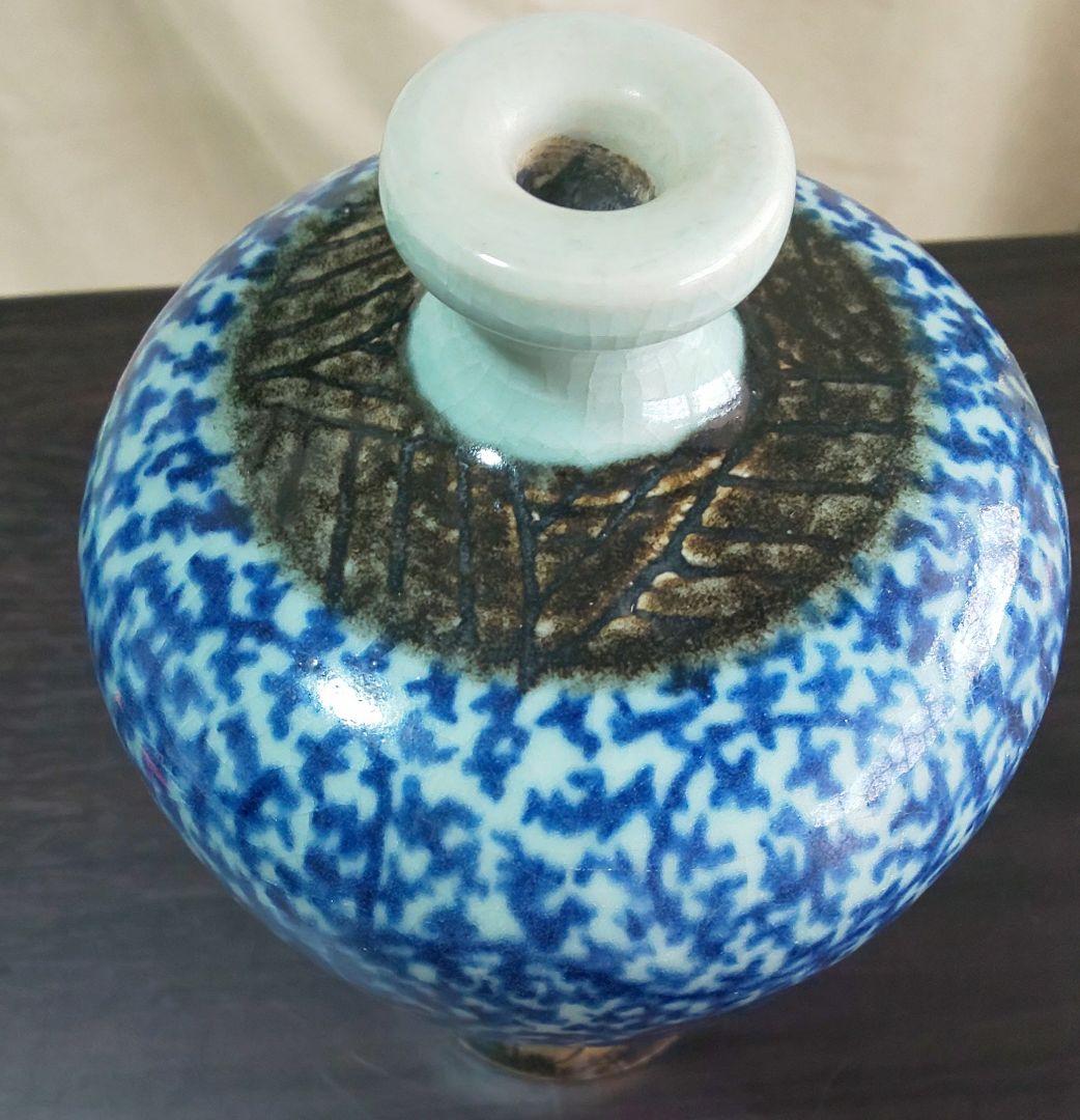 古伊万里 白磁 唐草模陶器壺 つぼ鶴型花瓶
