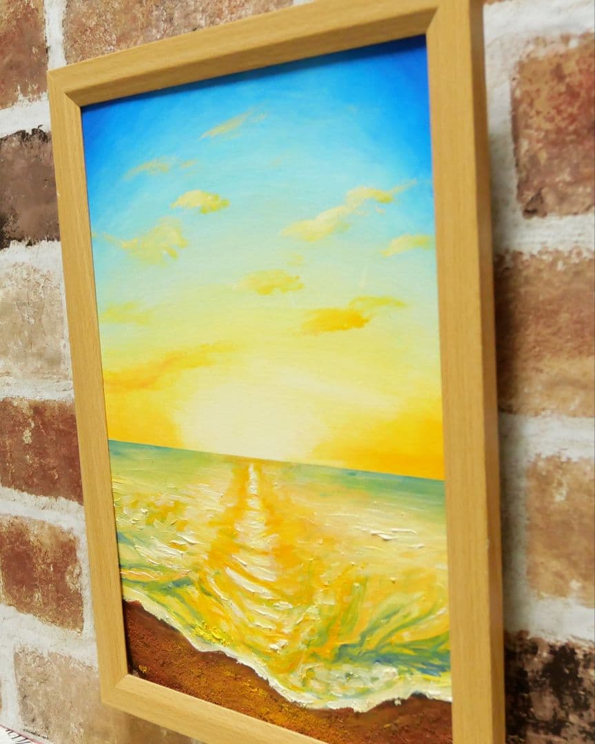 油絵 絵画 【砂浜の朝日】