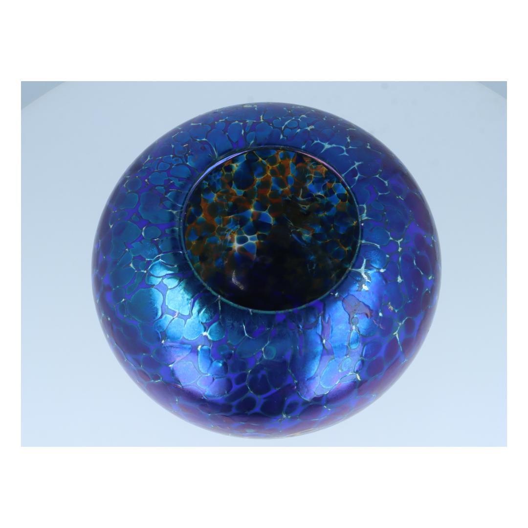 泡模様の紫色陶器 アート花瓶 オーロラ彩・細胞模様・彫刻的造形