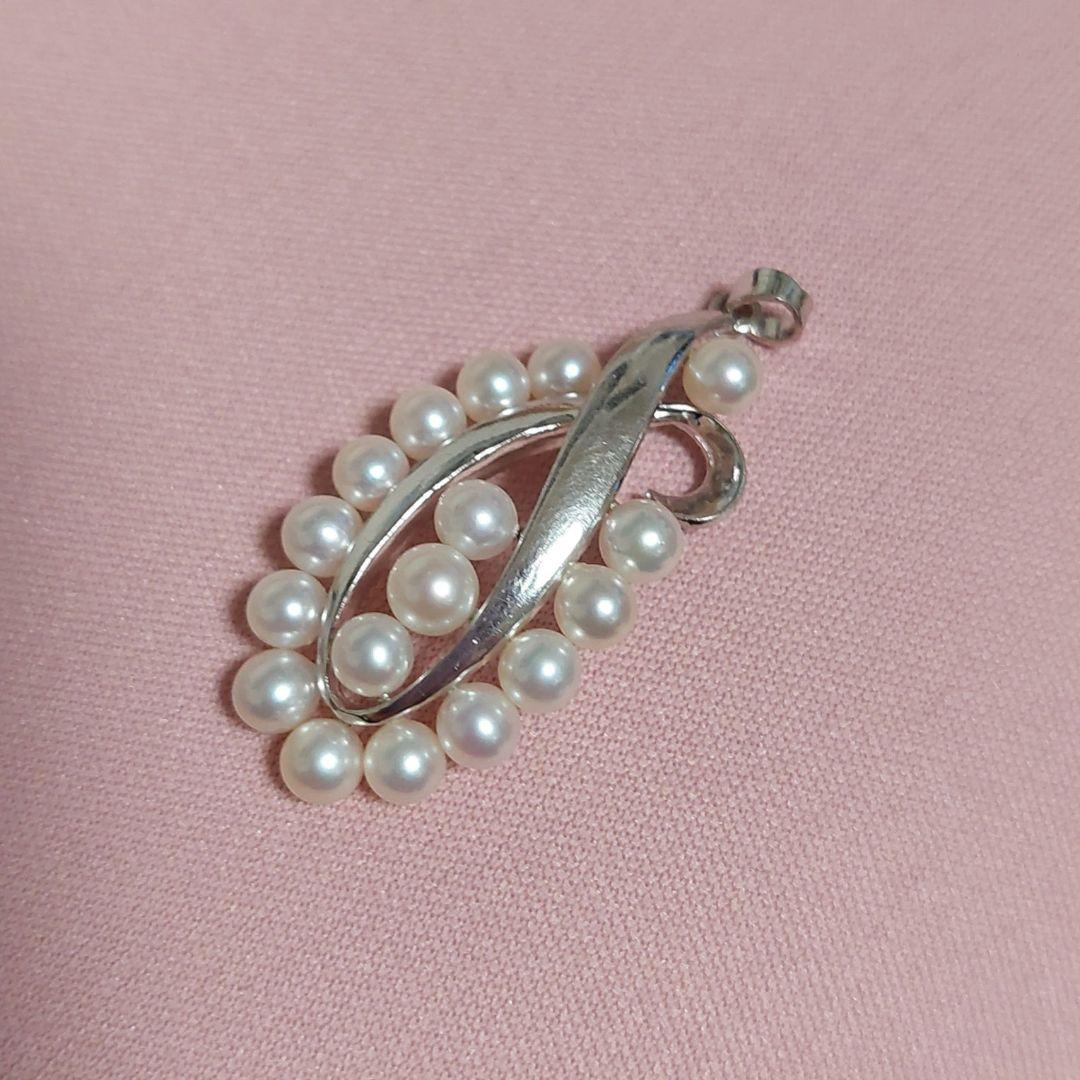 美品　ミキモト　希少ベビーパール　オーバル型ペンダントトップ　ホワイトピンク系