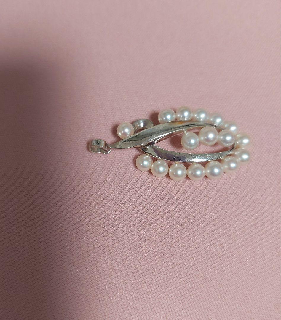 美品　ミキモト　希少ベビーパール　オーバル型ペンダントトップ　ホワイトピンク系