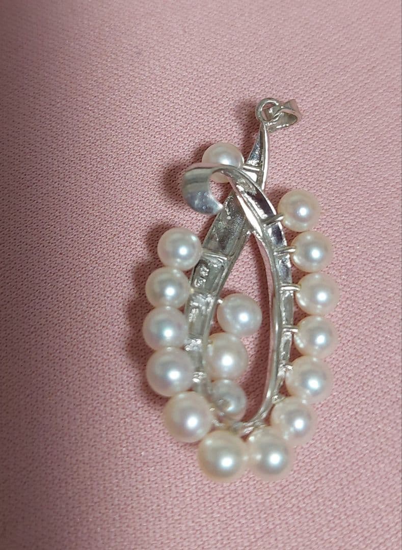 美品　ミキモト　希少ベビーパール　オーバル型ペンダントトップ　ホワイトピンク系