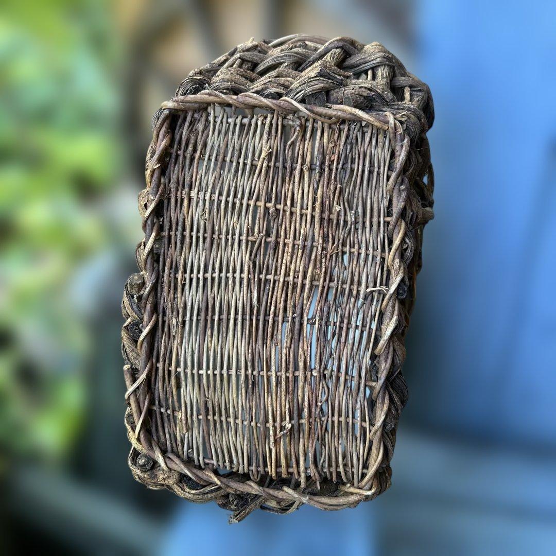 稀少フランスアンティーク ガーデンバスケット パニエ つる籠 ガーデントラッグ