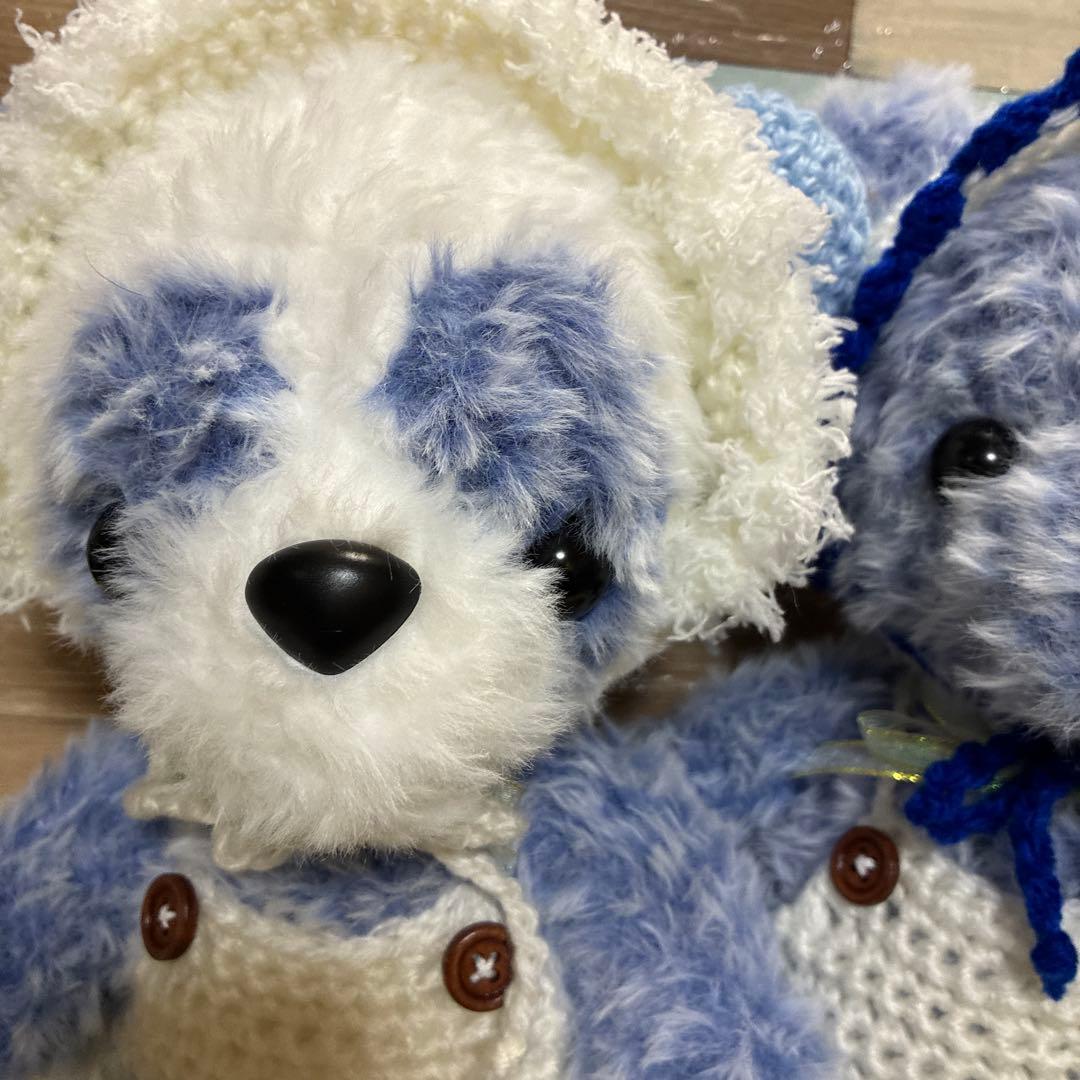 カスタマイズ可能❣️ファーヤーンのクマさんあみぐるみ（ブルー）＆パンダさん