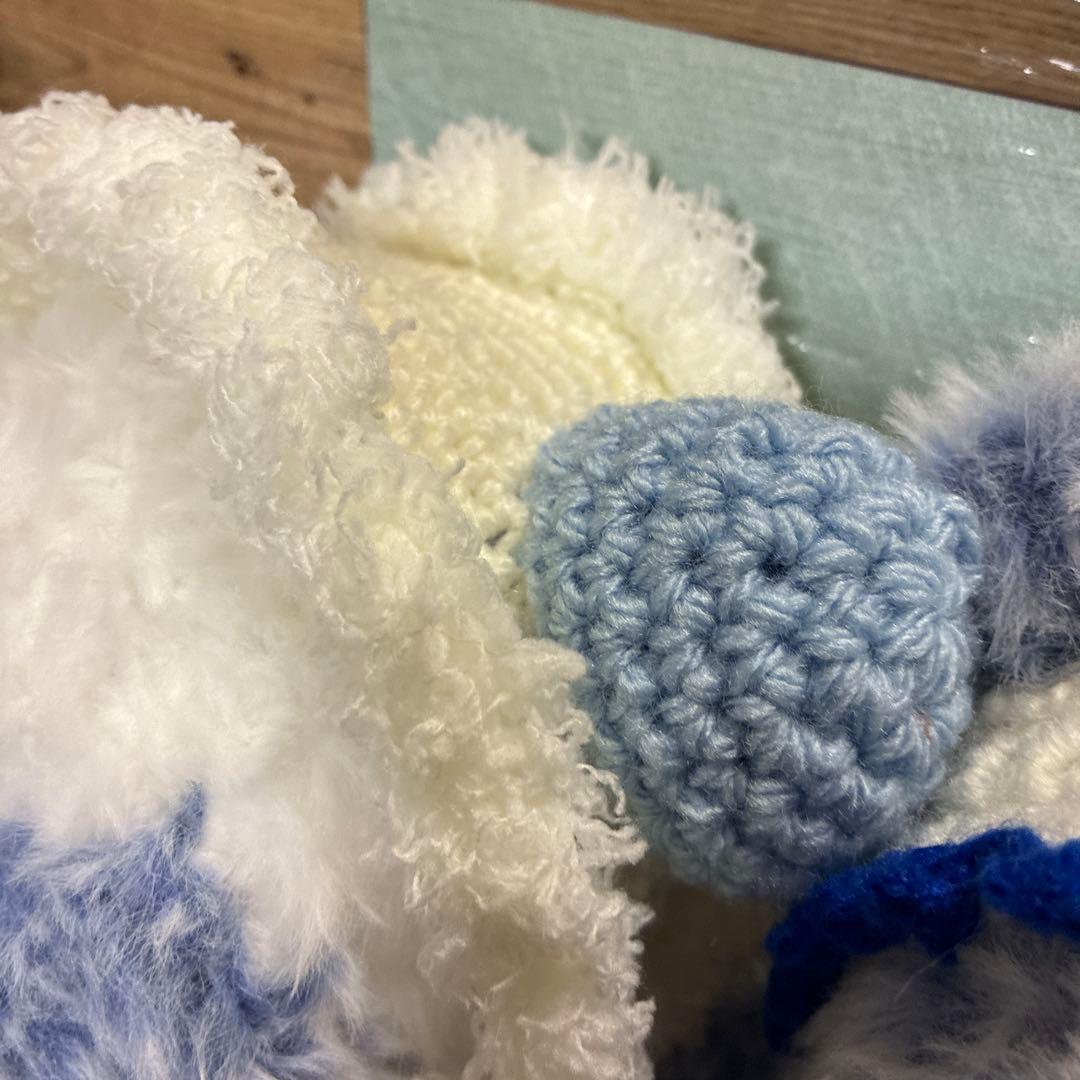 カスタマイズ可能❣️ファーヤーンのクマさんあみぐるみ（ブルー）＆パンダさん