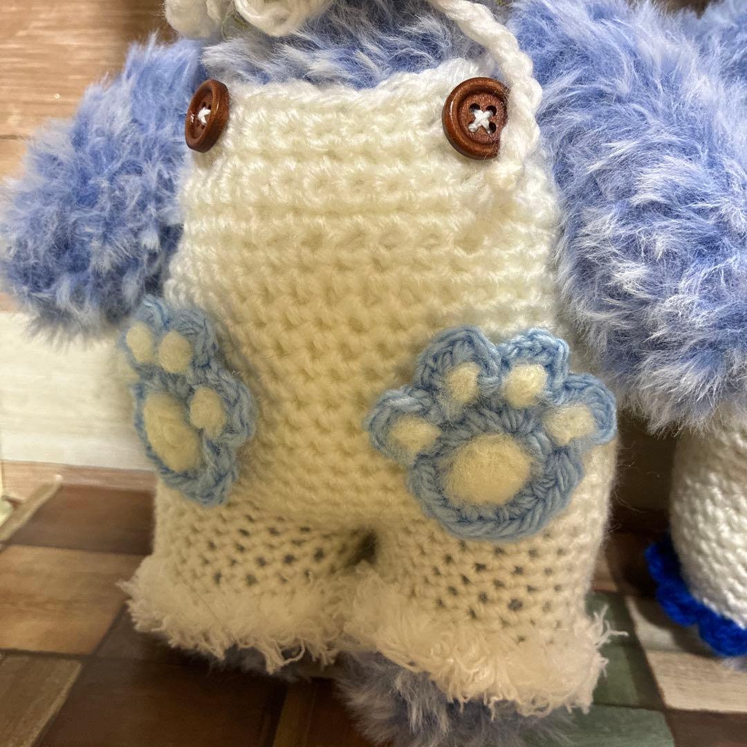 カスタマイズ可能❣️ファーヤーンのクマさんあみぐるみ（ブルー）＆パンダさん