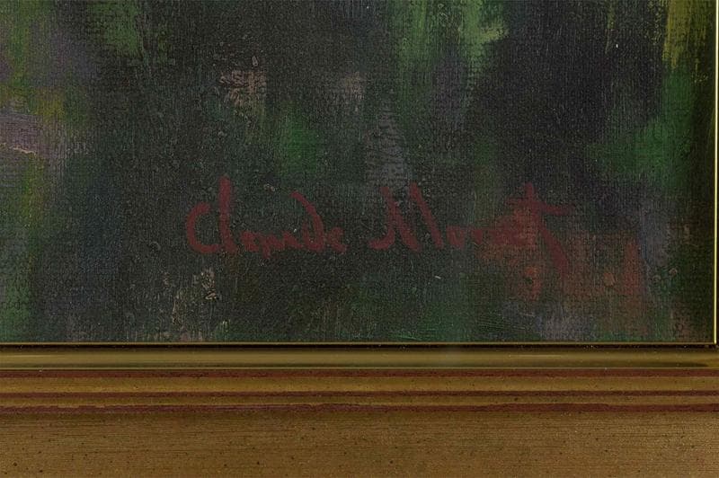 モネ　油彩　肉筆『蓮華』表サイン　ギャラリー証明書　F10号　額装　b602