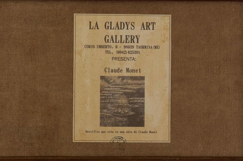 モネ　油彩　肉筆『蓮華』表サイン　ギャラリー証明書　F10号　額装　b602