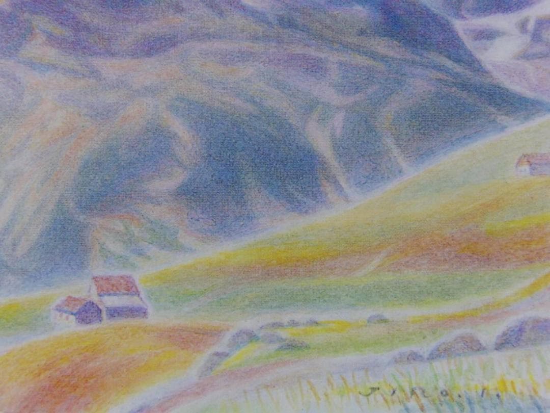 五十嵐二朗、【初秋のマッターホルン】、希少な画集画、新品高級額・額装付