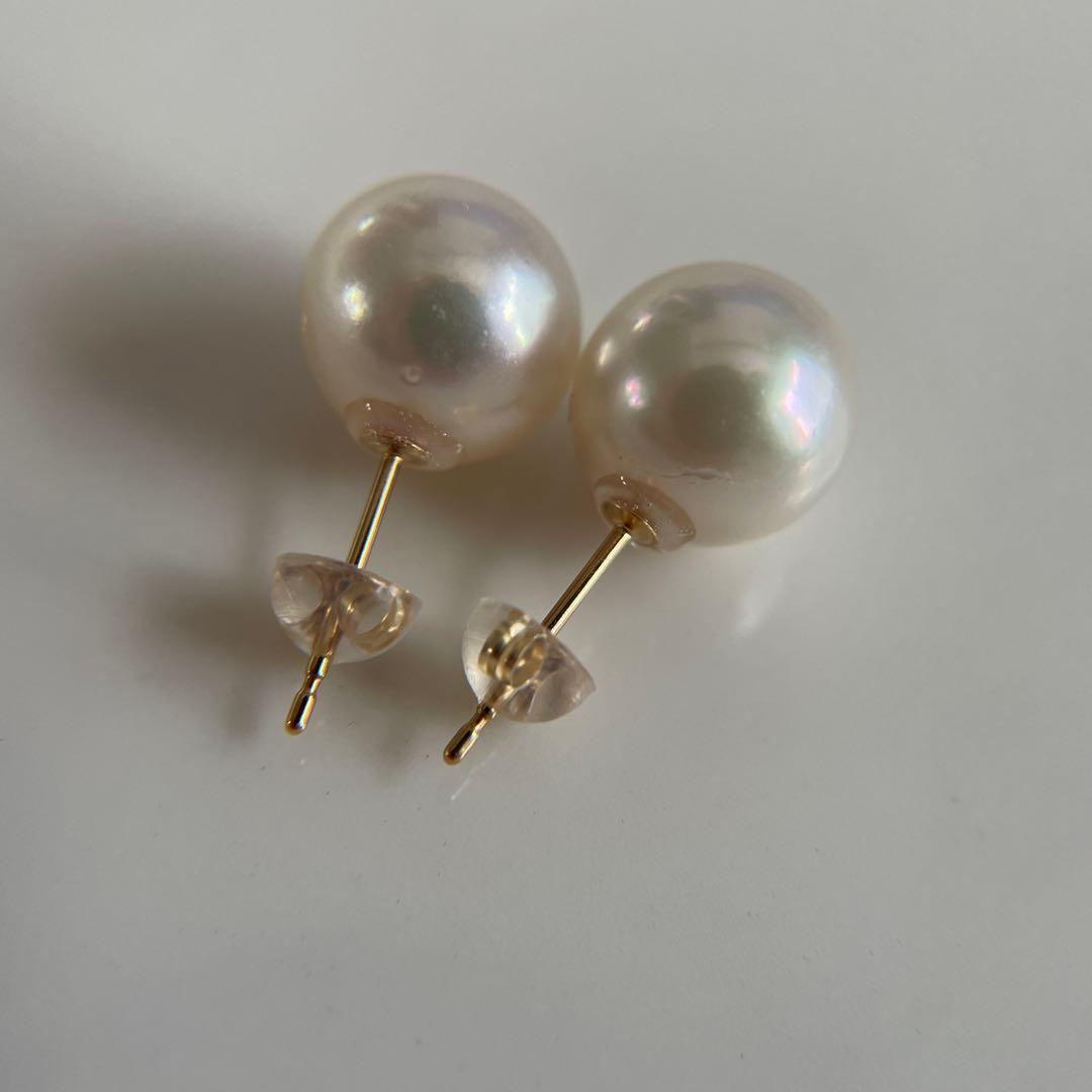 宇和島産 あこや本真珠 大珠　パール ピアス 金具K18 イエローゴールド