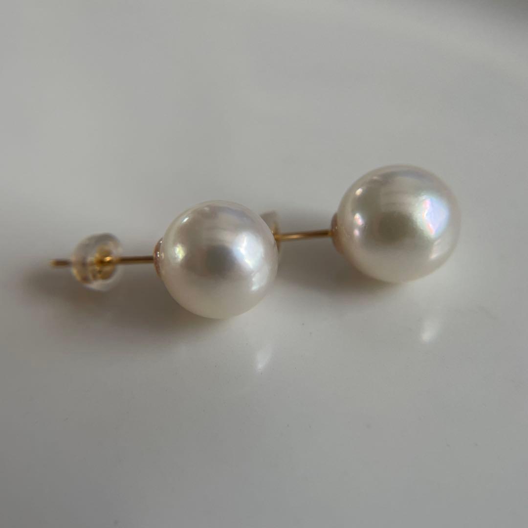 宇和島産 あこや本真珠 大珠　パール ピアス 金具K18 イエローゴールド