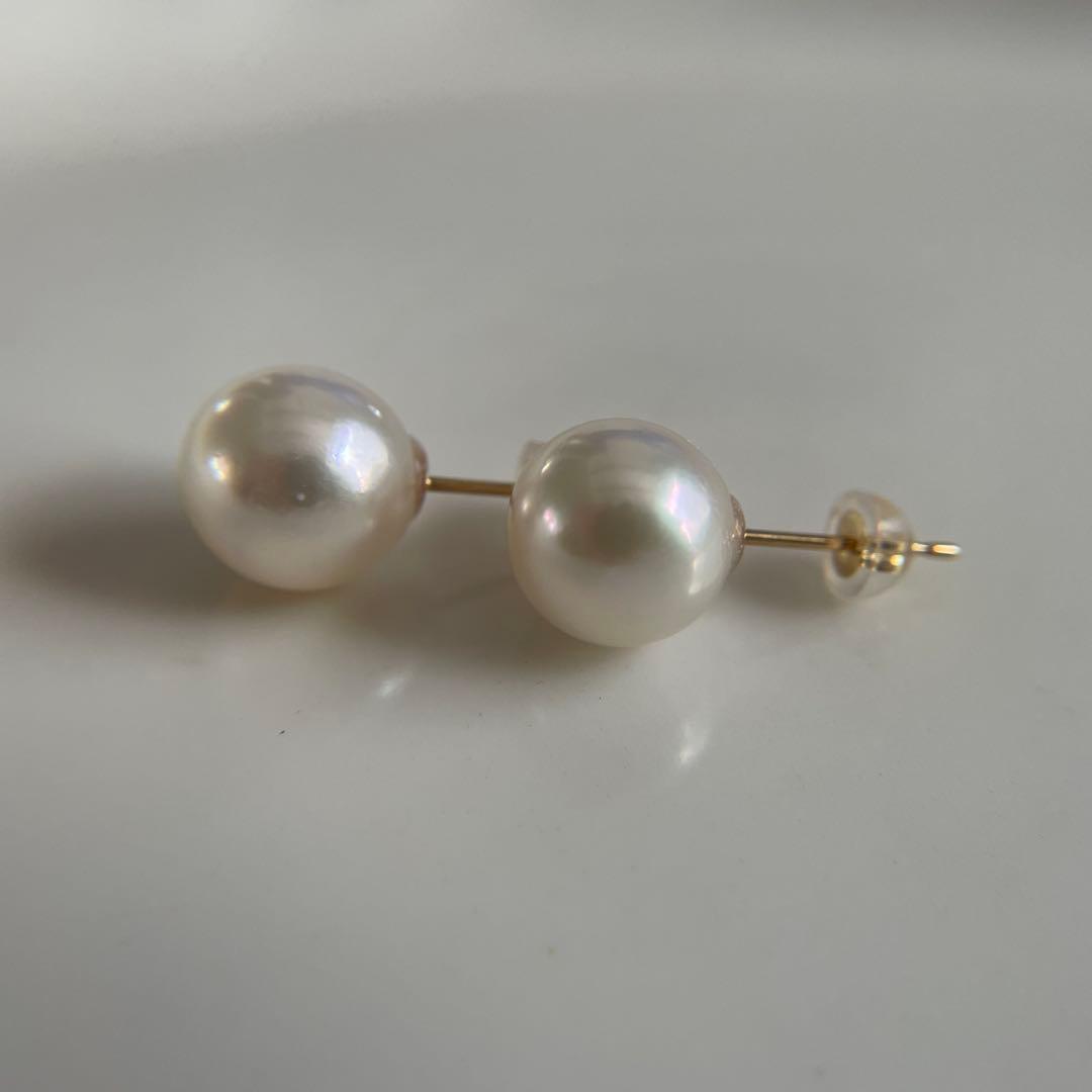 宇和島産 あこや本真珠 大珠　パール ピアス 金具K18 イエローゴールド