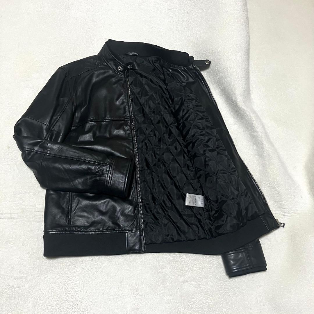 AKM シングルライダース XL ブラック ラムレザー ダイヤキルティング