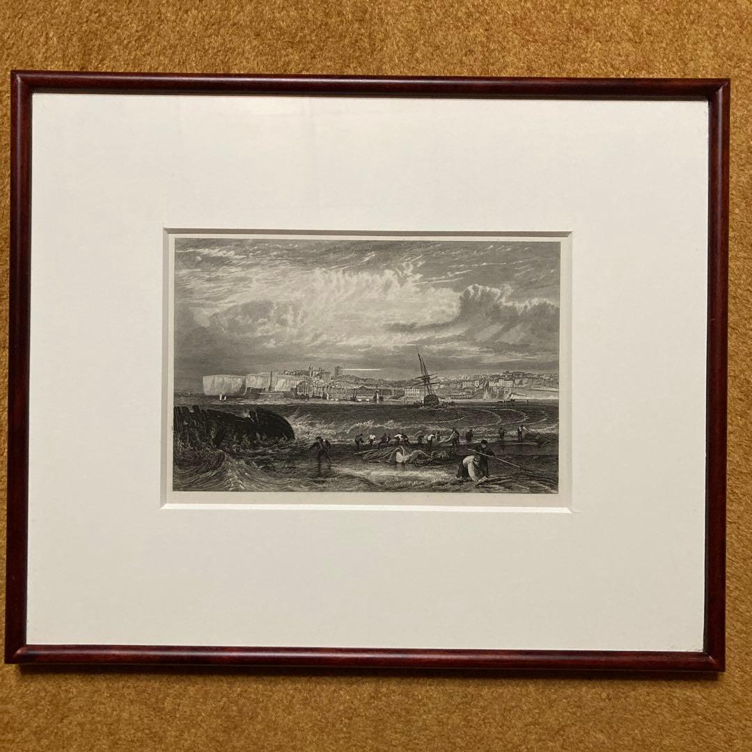 ウィリアム　ターナー「フェルモス海岸」銅版画約16×24額縁37×44.6 cm