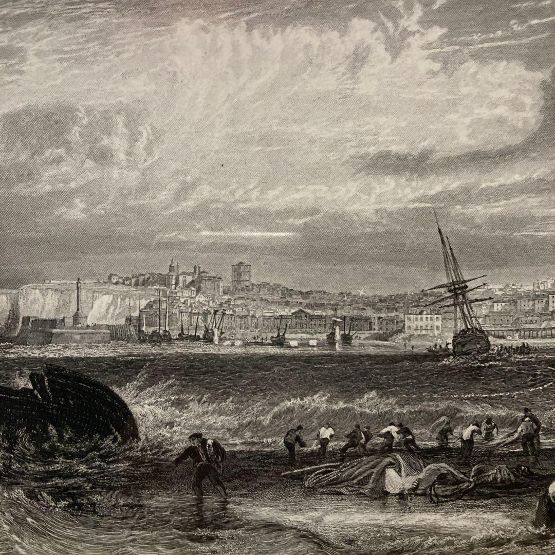 ウィリアム　ターナー「フェルモス海岸」銅版画約16×24額縁37×44.6 cm