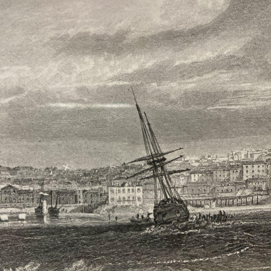 ウィリアム　ターナー「フェルモス海岸」銅版画約16×24額縁37×44.6 cm