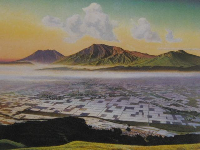 中根寛、【朝光阿蘇連峰】、希少な限定額装用画集画、新品高級額 額装付