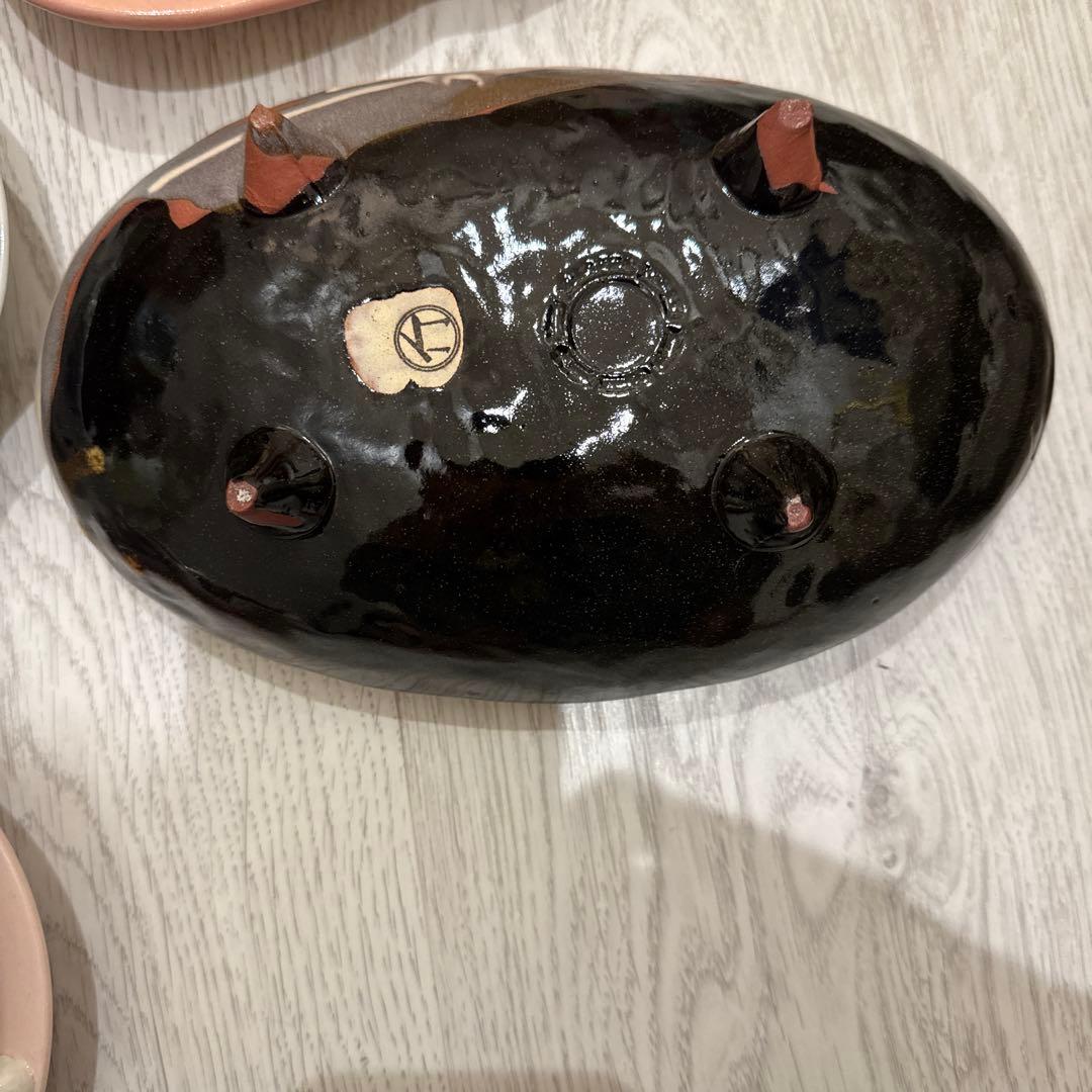 中村仁モチーフの楕円形陶器皿