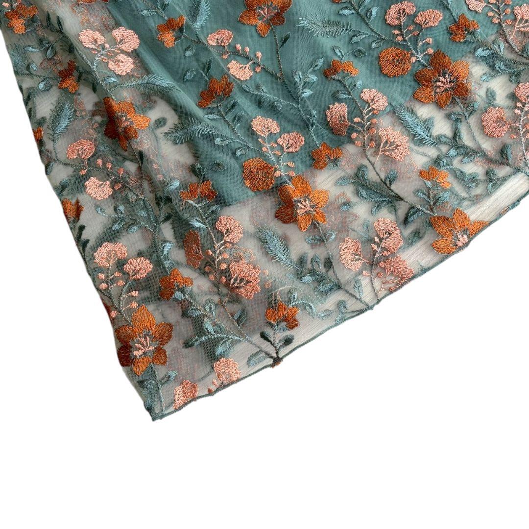 Kastane オケージョン ドレス 結婚式 ワンピース　グリーン　花柄　M