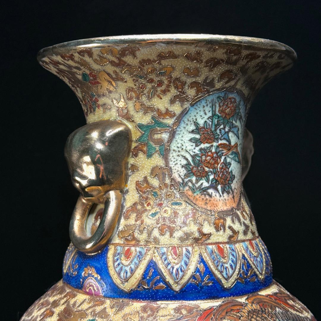 中国古美術　唐物　薩摩手　金彩大花瓶　直径20㎝ 高さ46㎝