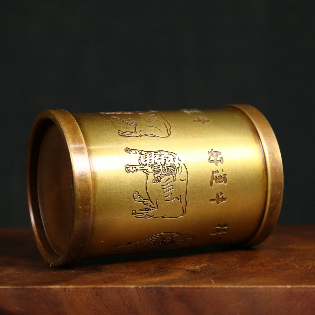 五牛筆筒 筆置 筆入 書道具 文房具 装飾品 工芸品 美術品 置物