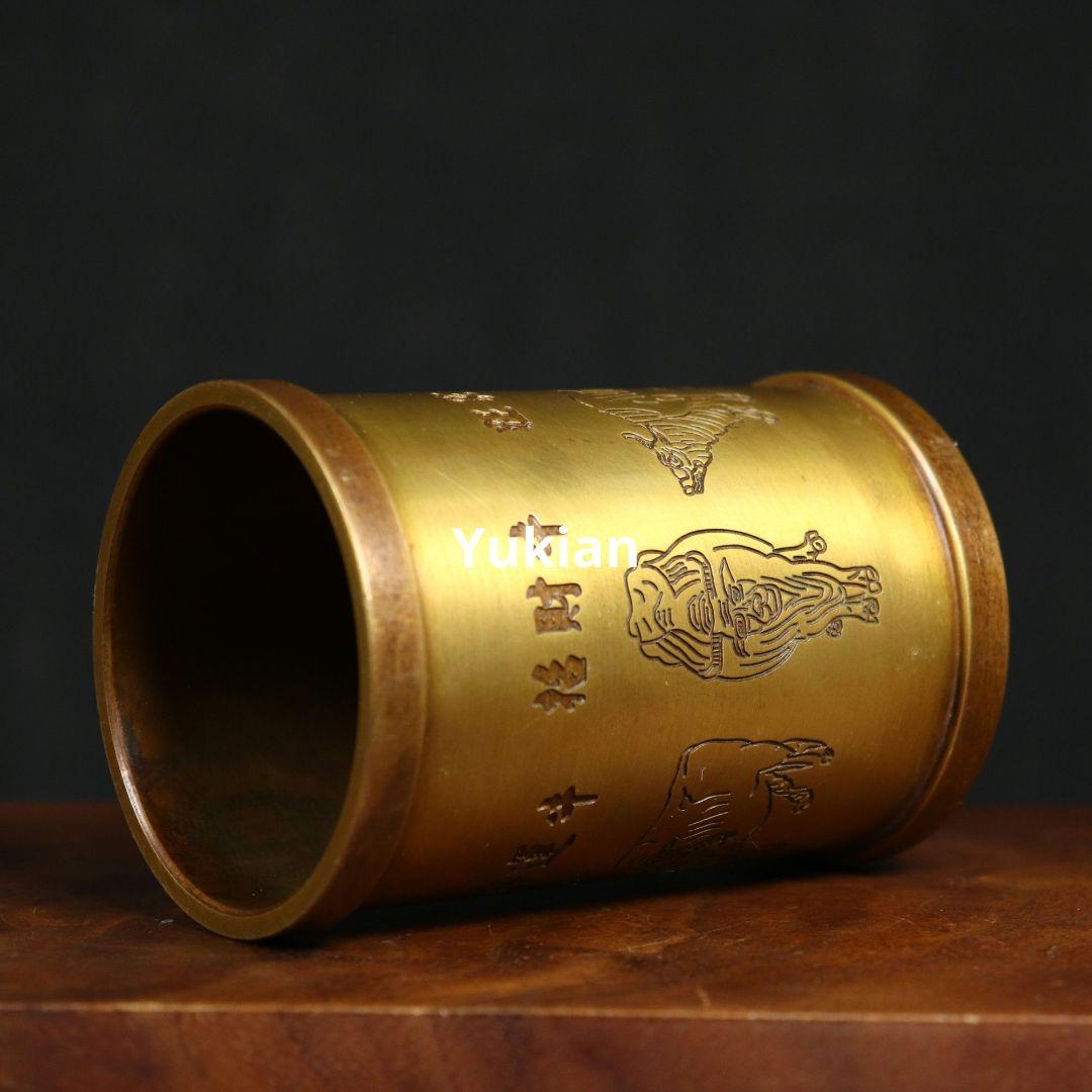 五牛筆筒 筆置 筆入 書道具 文房具 装飾品 工芸品 美術品 置物