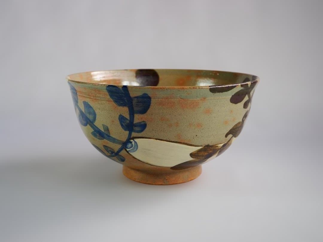 布志名焼9代土屋雲善造『色絵大根絵鉢』（共箱）