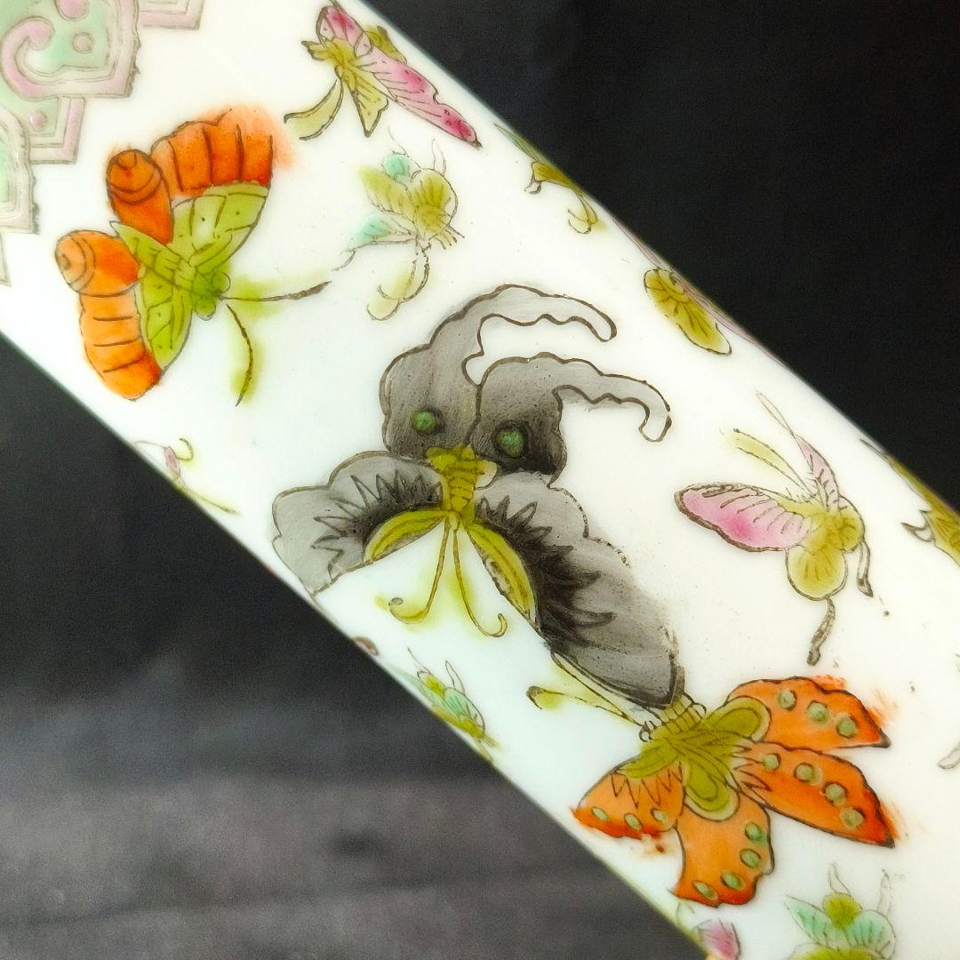 中国骨董 乾隆年製 粉彩筆筒 は花鳥文 古美術 骨董 年代物 アンティーク 美品
