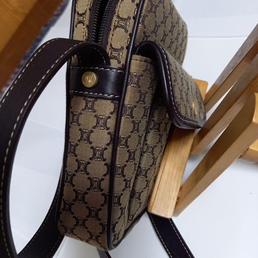 CELINE ベージュキャンバスショルダーバッグ