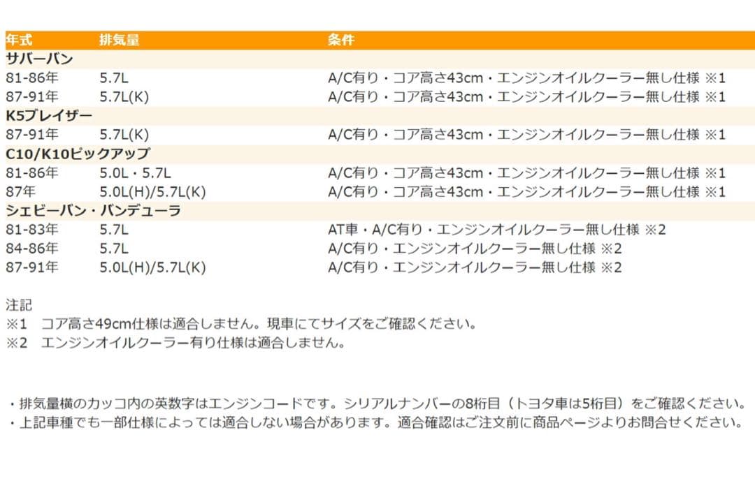 K5 ブレイザー シェビーバン サバーバン ラジエター シボレー