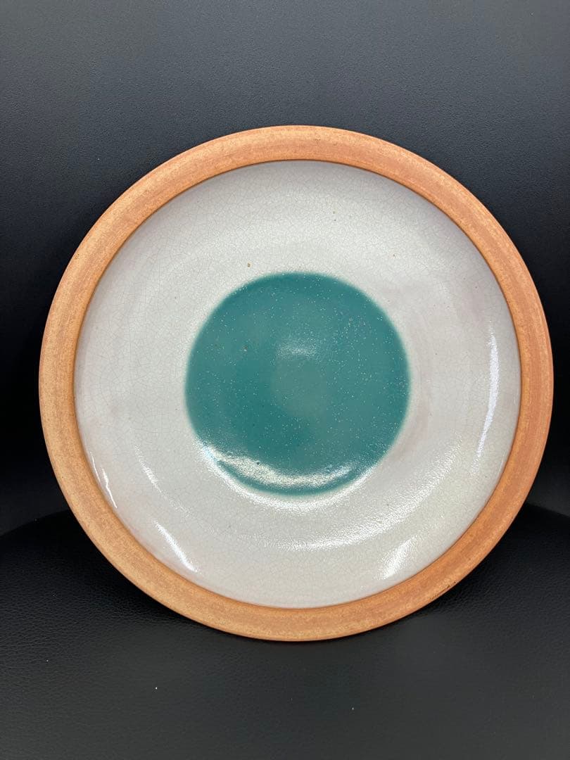 値下げ！未使用　牛ノ戸焼　中井窯　染め分け　緑抜き　大皿　鳥取